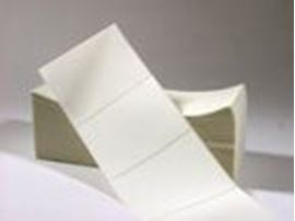 Picture of 4" X 2" Thermal Transfer Labels, White, Fanfolded